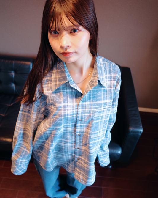 クラッシュダメージチェックシャツ MY0002