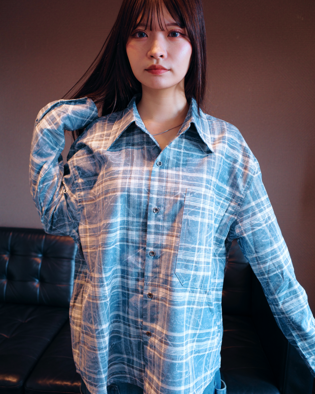 クラッシュダメージチェックシャツ MY0002