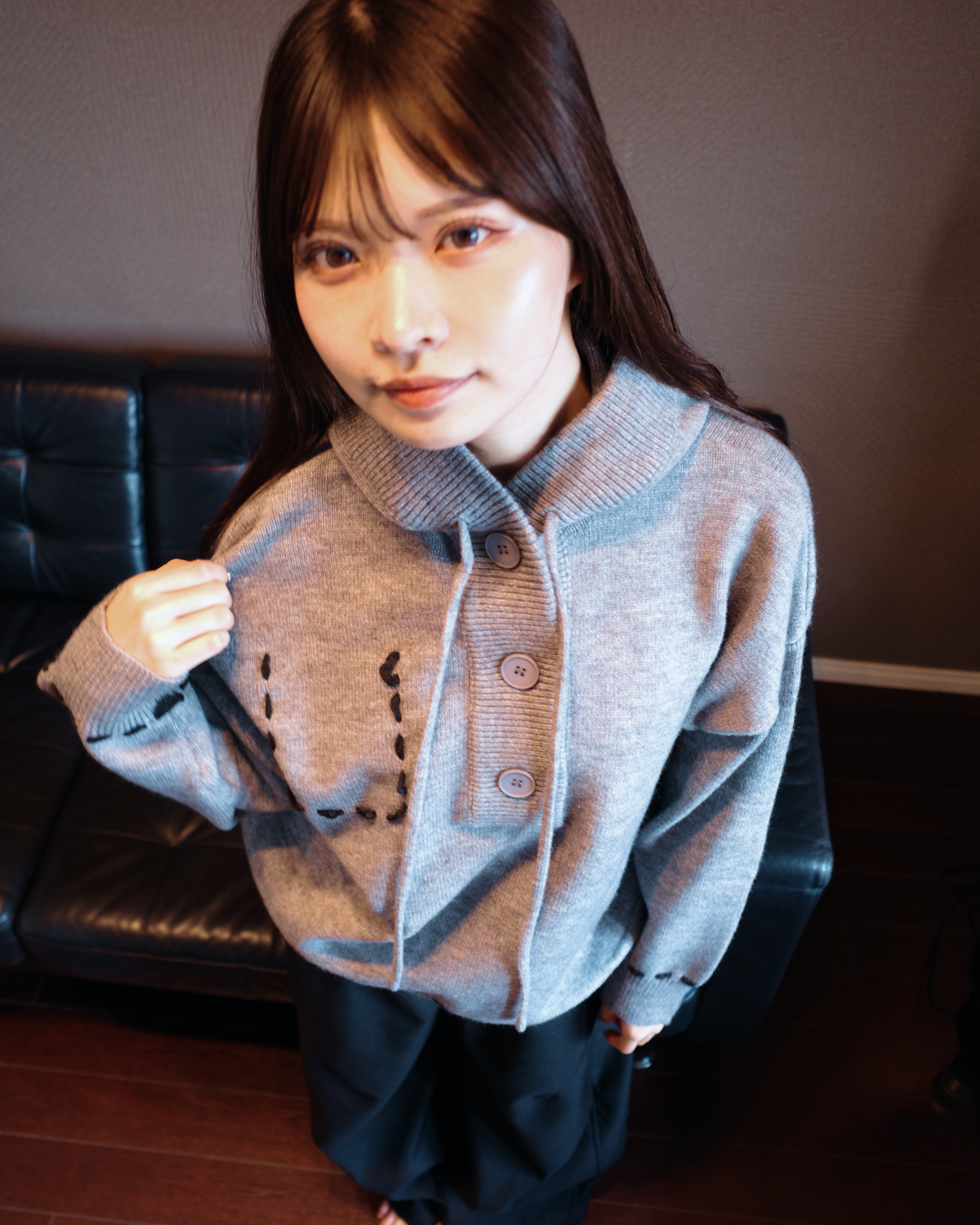 ステッチボタンニットパーカー MY0005