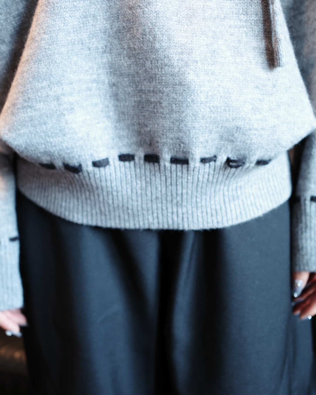 ステッチボタンニットパーカー MY0005