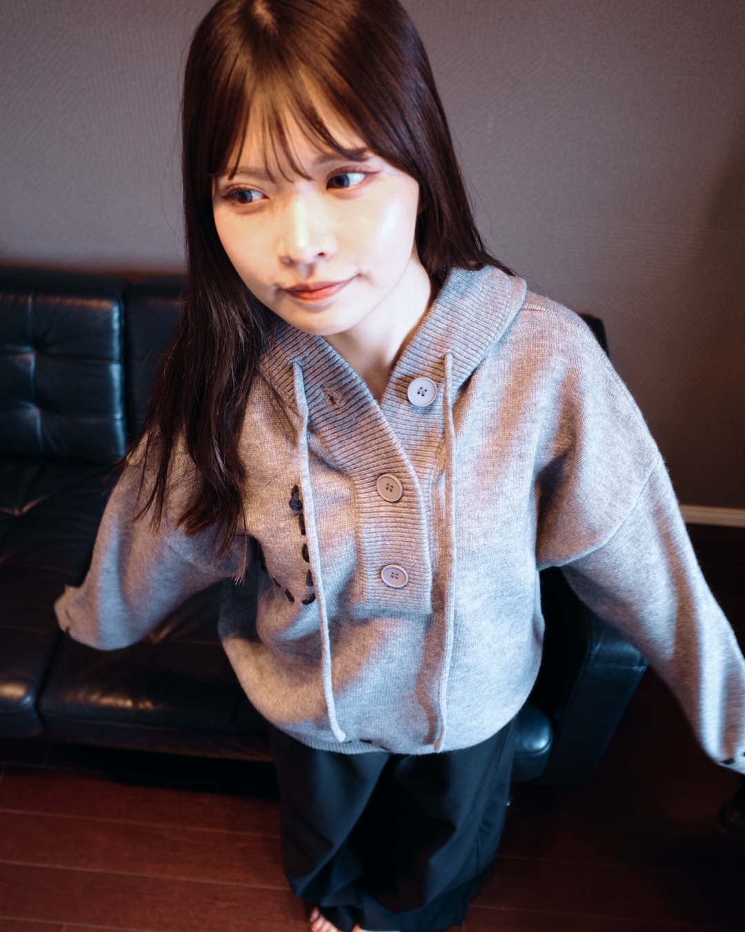 ステッチボタンニットパーカー MY0005