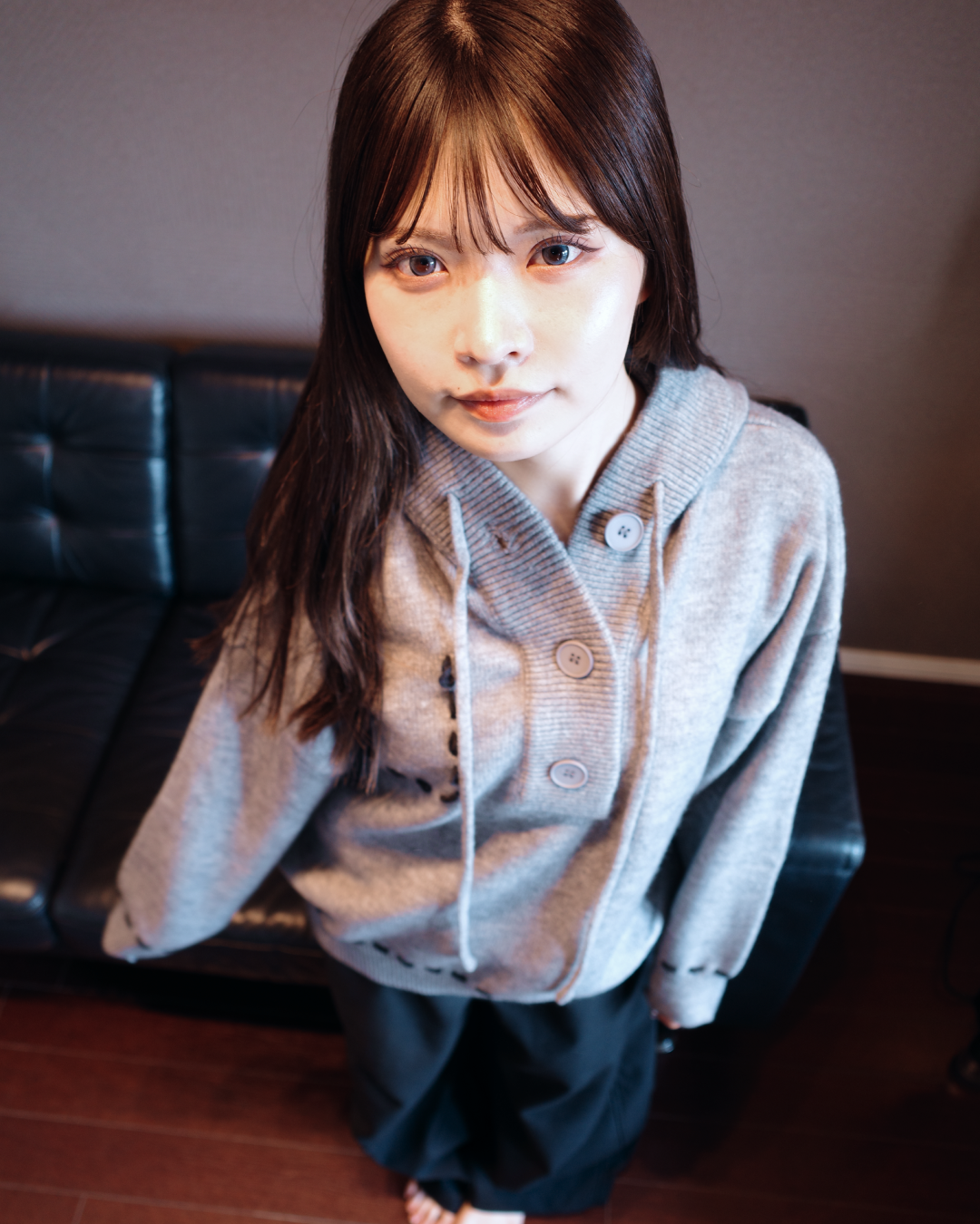 ステッチボタンニットパーカー MY0005