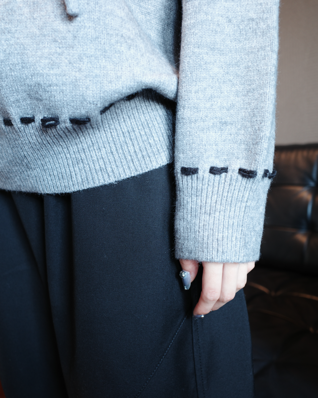 ステッチボタンニットパーカー MY0005